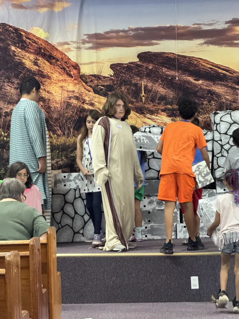 Children acting out a Bible story at Vacation Bible School