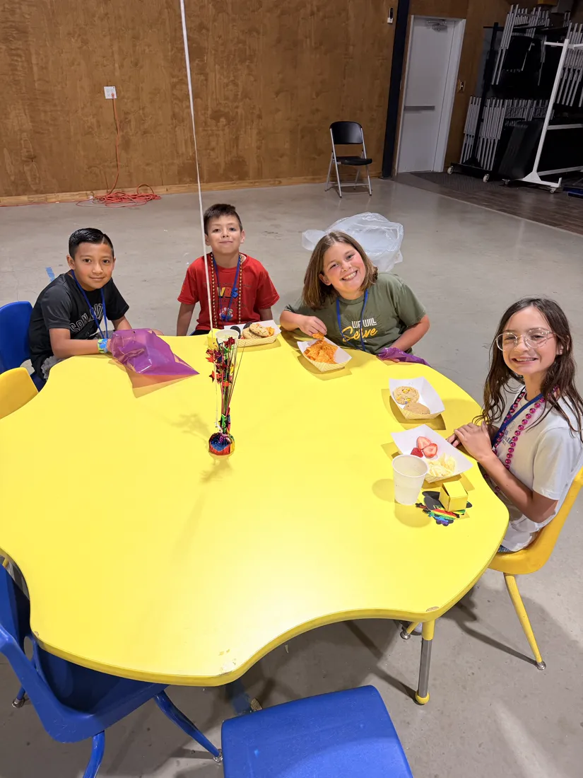 Children at Vacation Bible School snack time